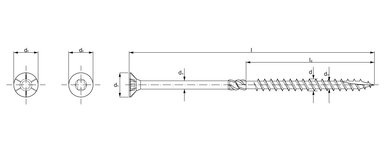 WCS / 10x200mm - 50 ks - Konštrukčné skrutky do dreva so zapustenou hlavou, TORX